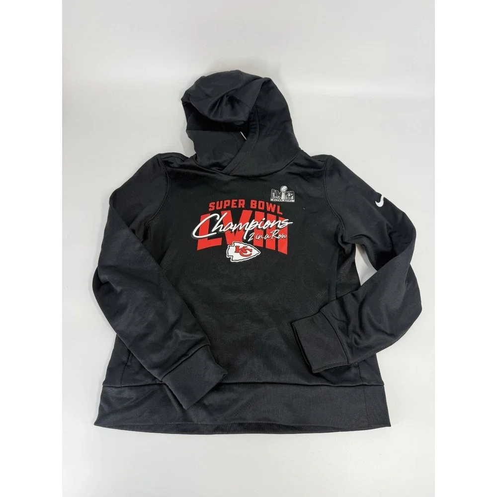 Nike Kansas City Chiefs Black Hoodie Womens Size Medium M‎ New 2 In A Row